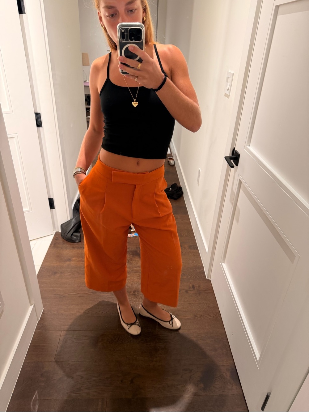 Zara Cropped Wide-Leg Capris in Vibrant Orange